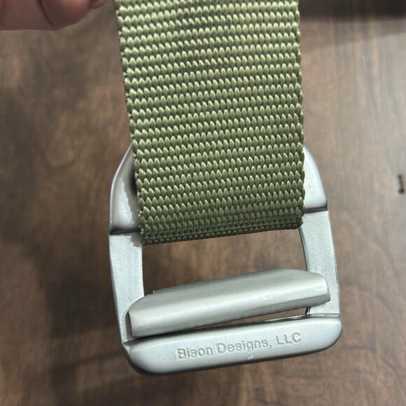 Cabelas Bison Belt Olive Green Lightweight 42'' Webbed Nylon Rappel USA Colorado - Picture 3 of 5